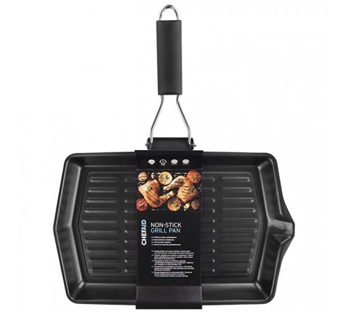Chef Aid Non Stick Grill Pan with Folding Handle 30cm x 20cm